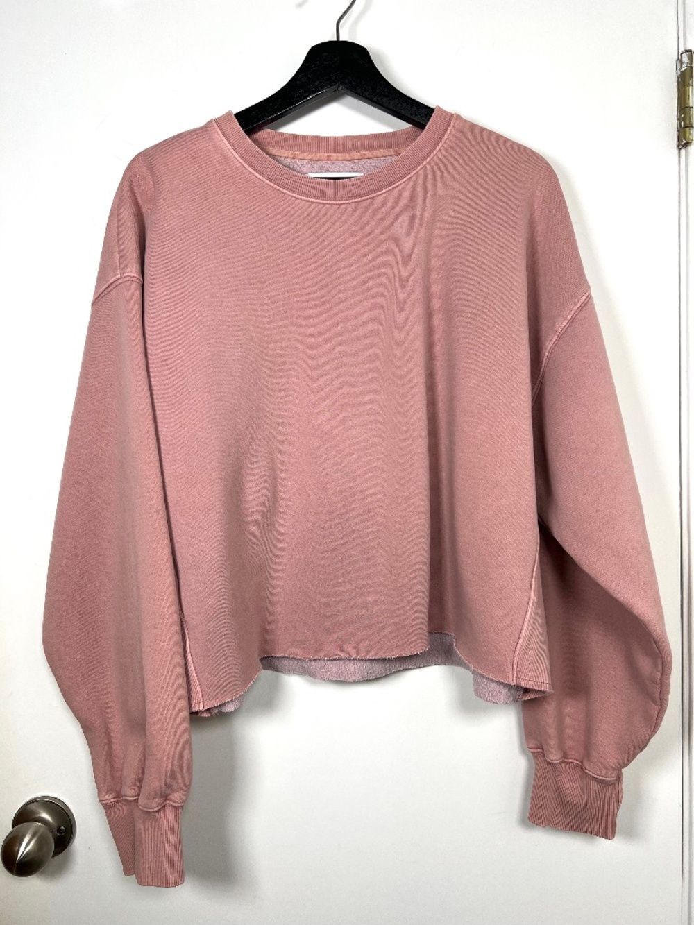 TNA Aritzia Oversized Crop Soft Fleece Sweatshirt size L Dusty Rose Athleisure